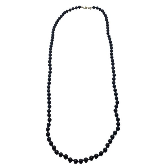 Monet Necklace Black Beaded Vintage 28 Inch Length - Picture 4 of 4
